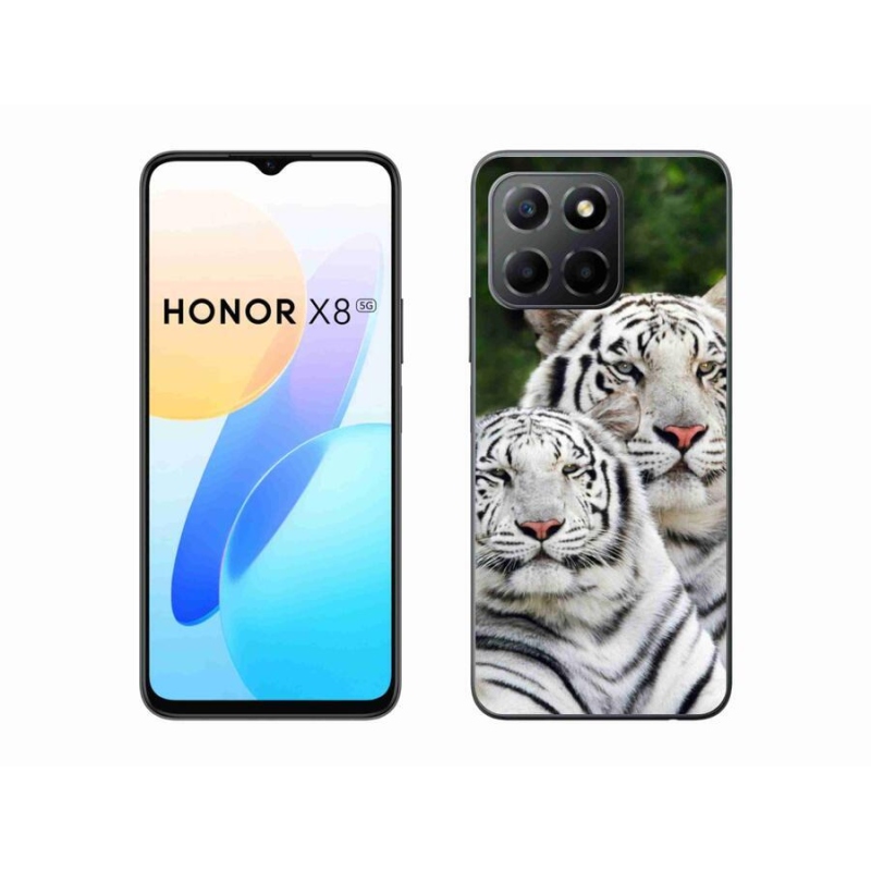 Gelový obal mmCase na mobil Honor X8 5G/Honor 70 Lite 5G - bílí tygři