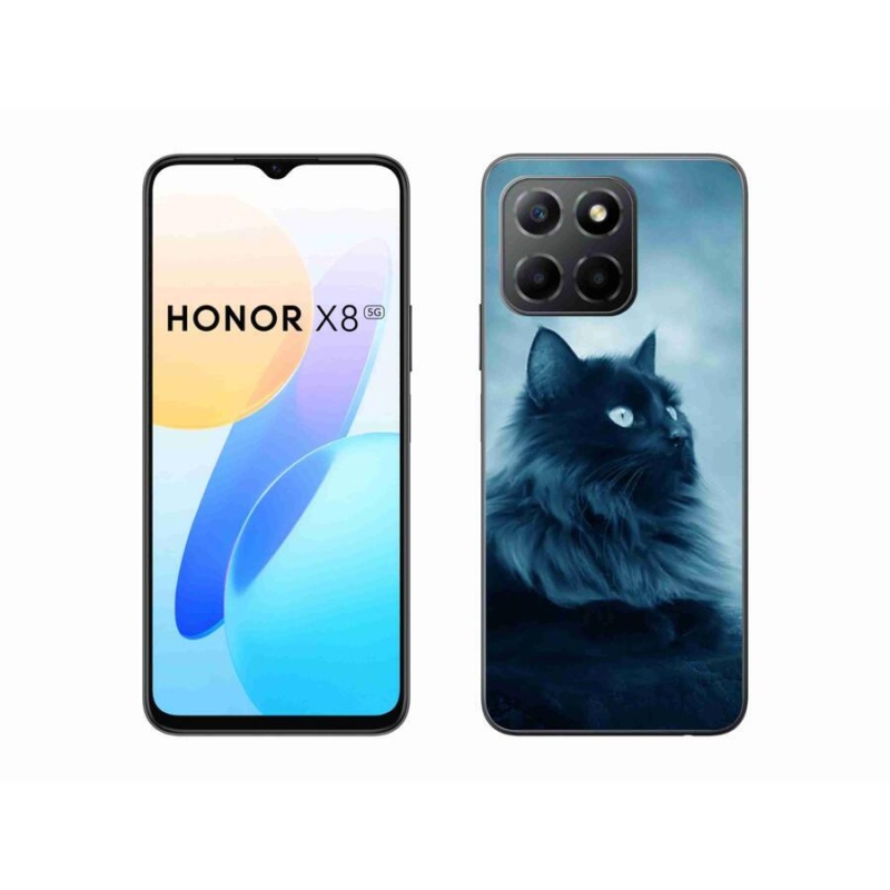 Gelový obal mmCase na mobil Honor X8 5G/Honor 70 Lite 5G - černá kočka 1