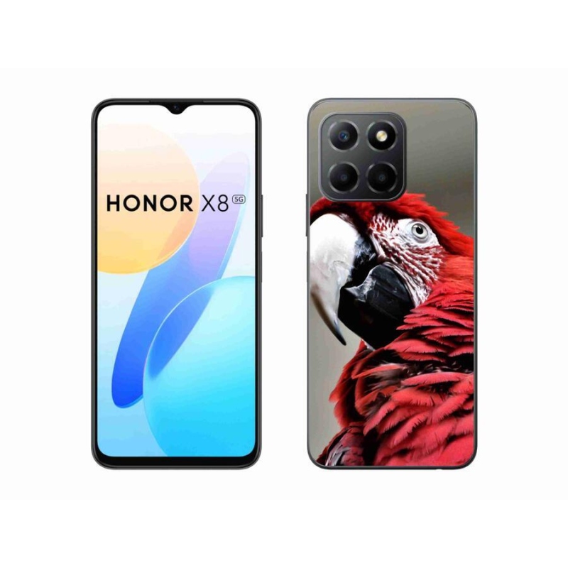Gelový obal mmCase na mobil Honor X8 5G/Honor 70 Lite 5G - papoušek ara červený