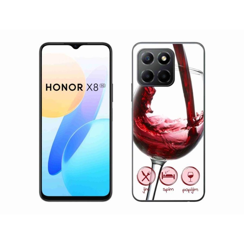 Gelový obal mmCase na mobil Honor X8 5G/Honor 70 Lite 5G - sklenička vína červené