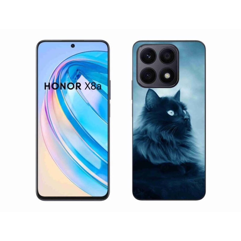 Gelový obal mmCase na mobil Honor X8a - černá kočka 1