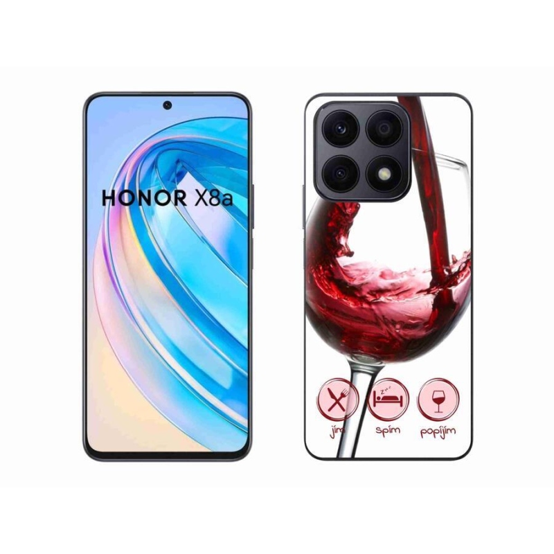 Gelový obal mmCase na mobil Honor X8a - sklenička vína červené