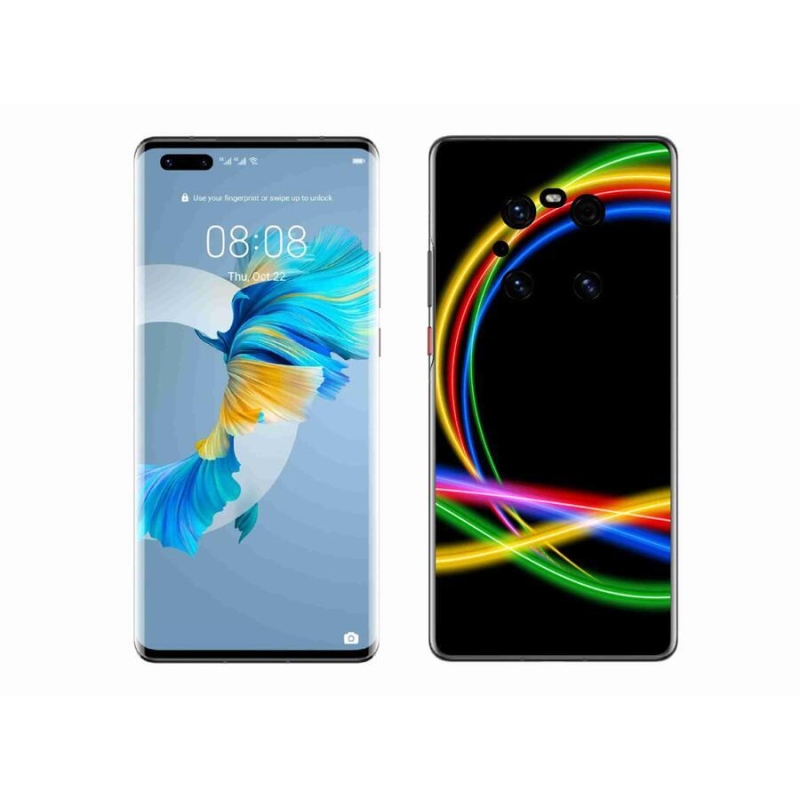 Gelový obal mmCase na mobil Huawei Mate 40 Pro - neonové kruhy