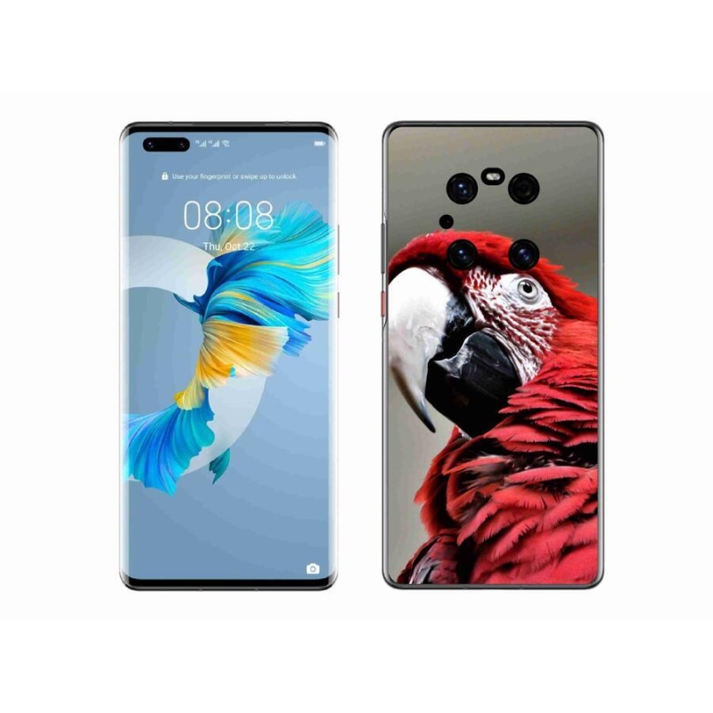 Gelový obal mmCase na mobil Huawei Mate 40 Pro - papoušek ara červený