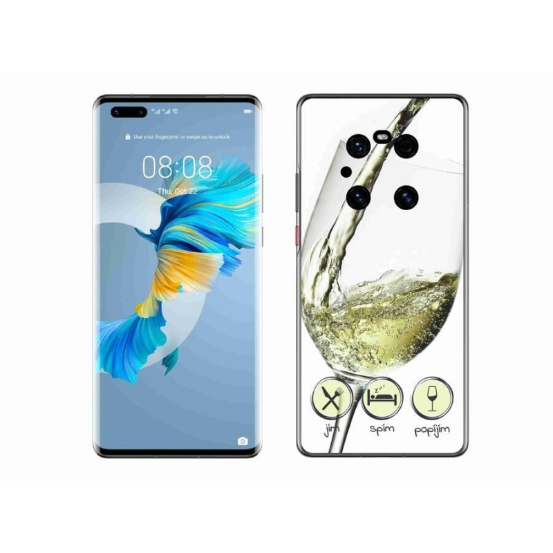 Gelový obal mmCase na mobil Huawei Mate 40 Pro - sklenička vína bílé