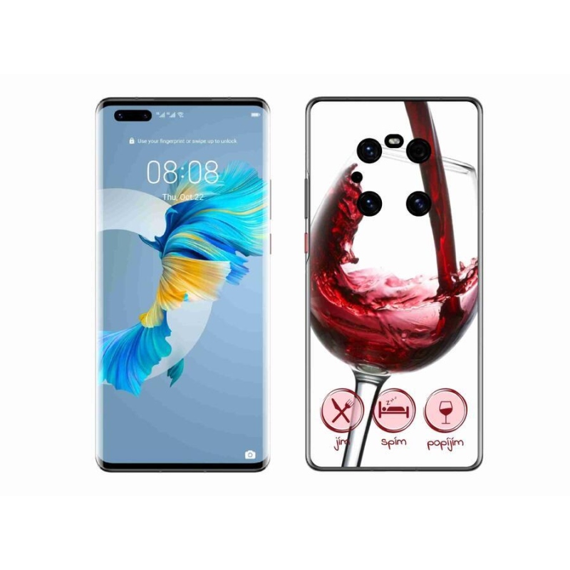 Gelový obal mmCase na mobil Huawei Mate 40 Pro - sklenička vína červené
