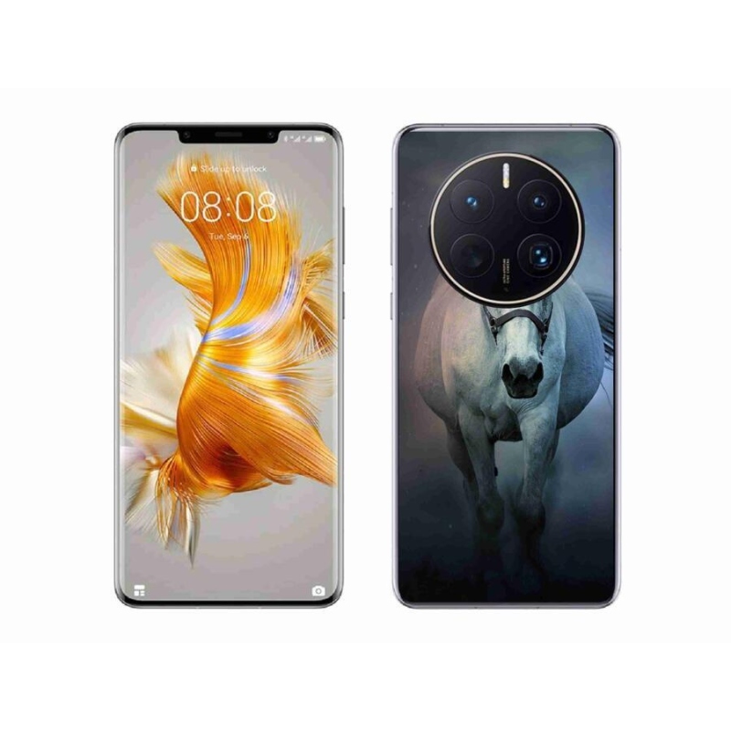 Gelový obal mmCase na mobil Huawei Mate 50 Pro - běžící bílý kůň