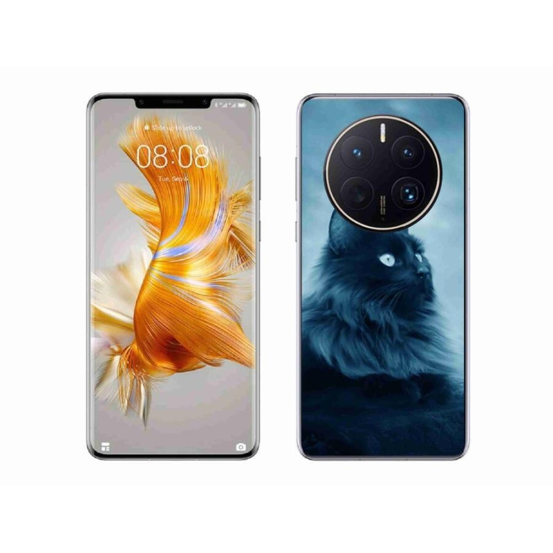 Gelový obal mmCase na mobil Huawei Mate 50 Pro - černá kočka 1