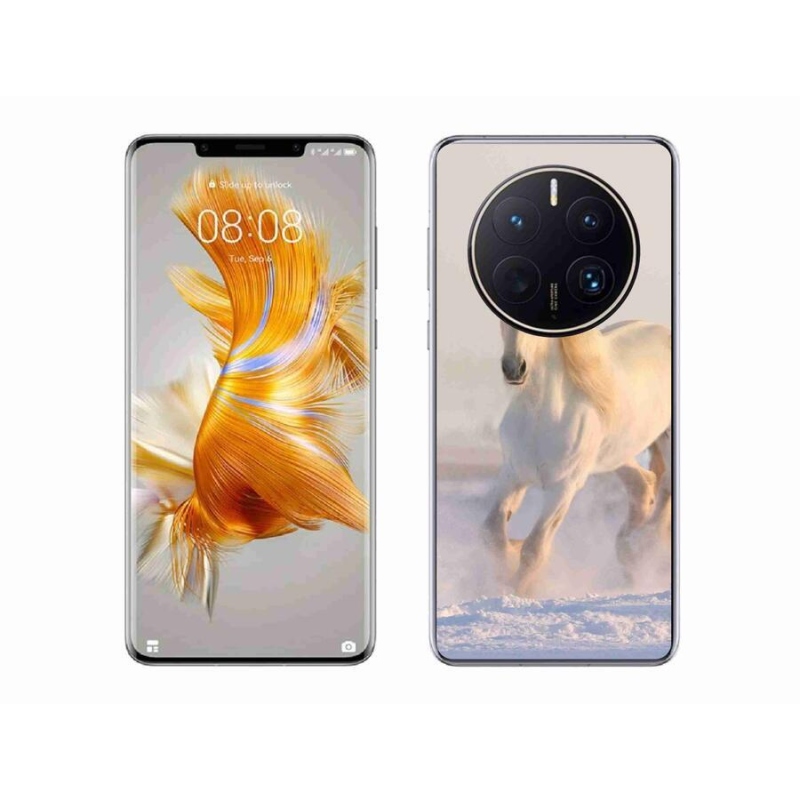 Gelový obal mmCase na mobil Huawei Mate 50 Pro - kůň ve sněhu