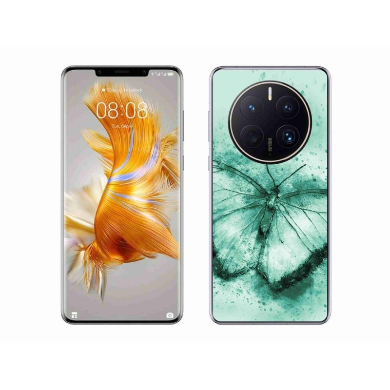 Gelový obal mmCase na mobil Huawei Mate 50 Pro - zelený motýl