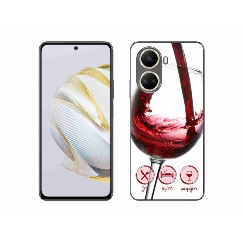 Gelový obal mmCase na mobil Huawei Nova 10 SE - sklenička vína červené