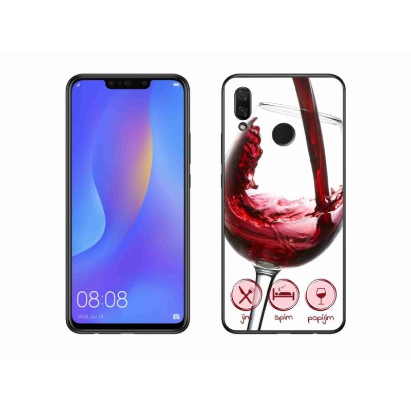 Gelový obal mmCase na mobil Huawei Nova 3 - sklenička vína červené