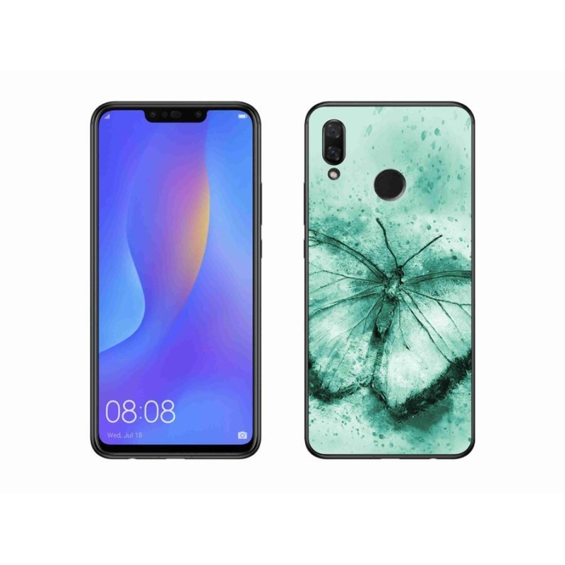 Gelový obal mmCase na mobil Huawei Nova 3 - zelený motýl