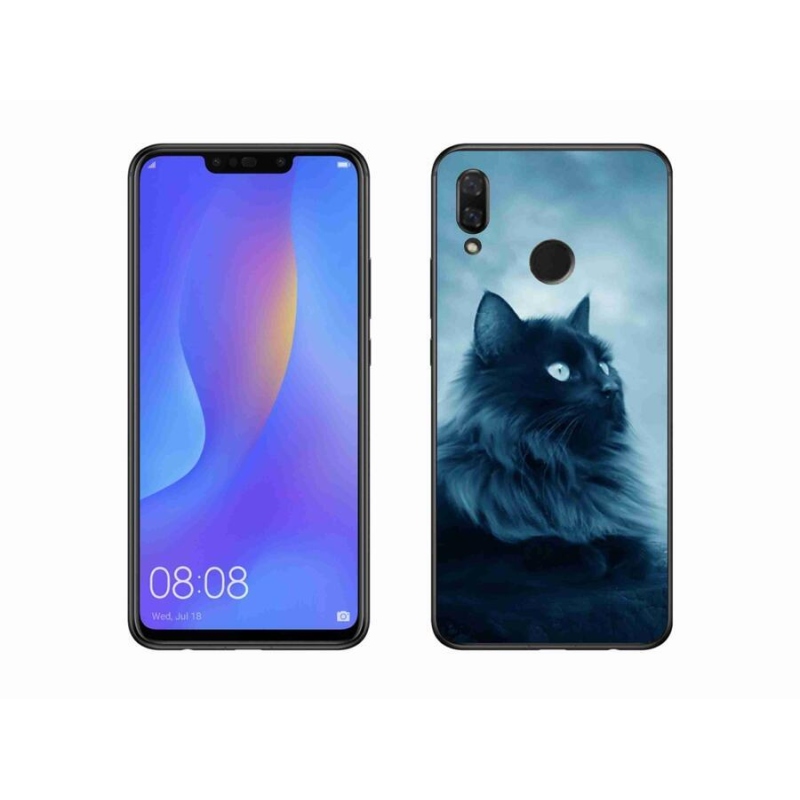 Gelový obal mmCase na mobil Huawei Nova 3i - černá kočka 1