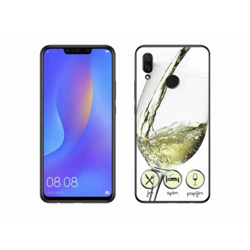 Gelový obal mmCase na mobil Huawei Nova 3i - sklenička vína bílé