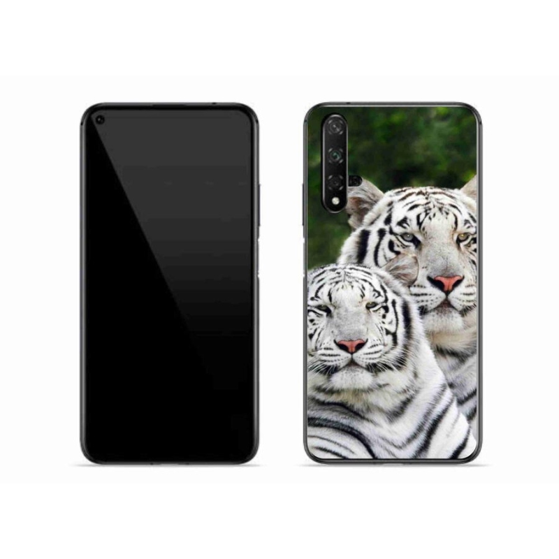 Gelový obal mmCase na mobil Huawei Nova 5T - bílí tygři