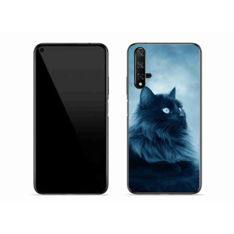 Gelový obal mmCase na mobil Huawei Nova 5T - černá kočka 1