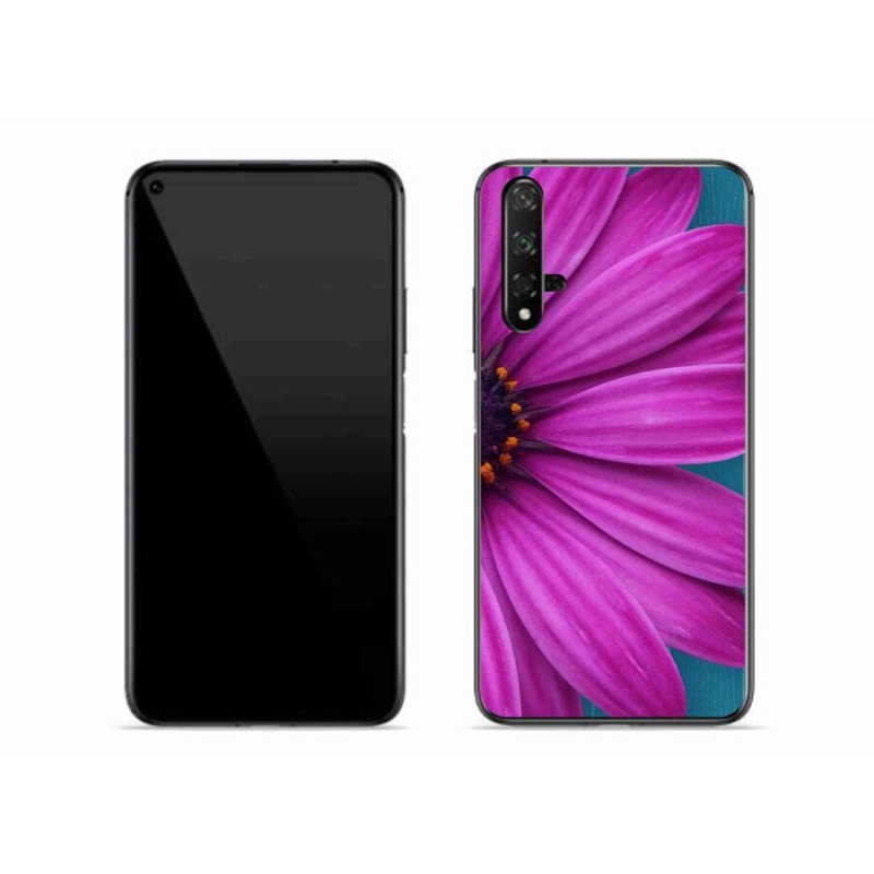 Gelový obal mmCase na mobil Huawei Nova 5T - fialová kopretina