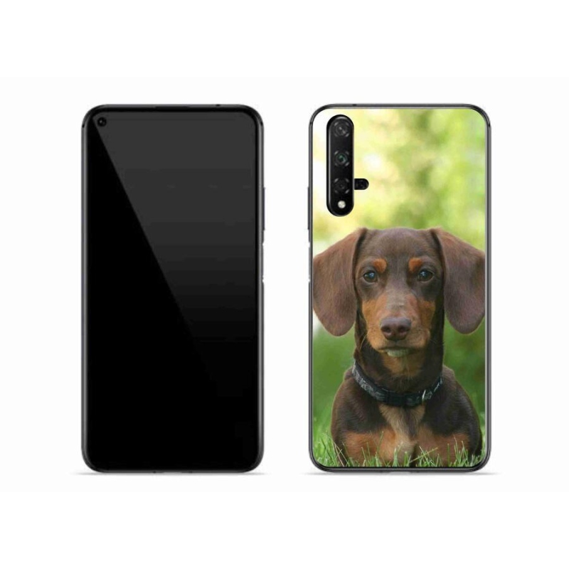 Gelový obal mmCase na mobil Huawei Nova 5T - hnědý jezevčík