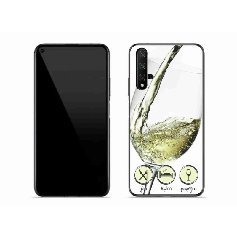 Gelový obal mmCase na mobil Huawei Nova 5T - sklenička vína bílé