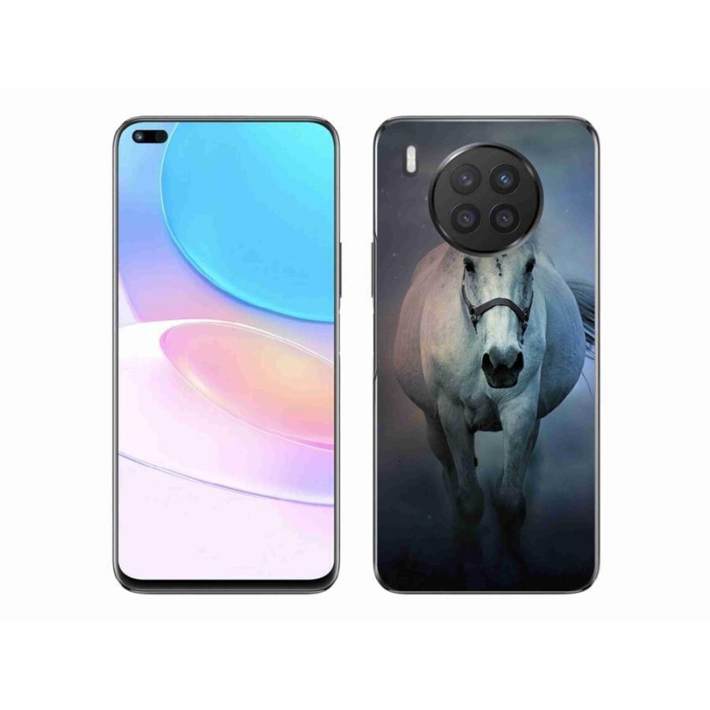 Gelový obal mmCase na mobil Huawei Nova 8i - běžící bílý kůň