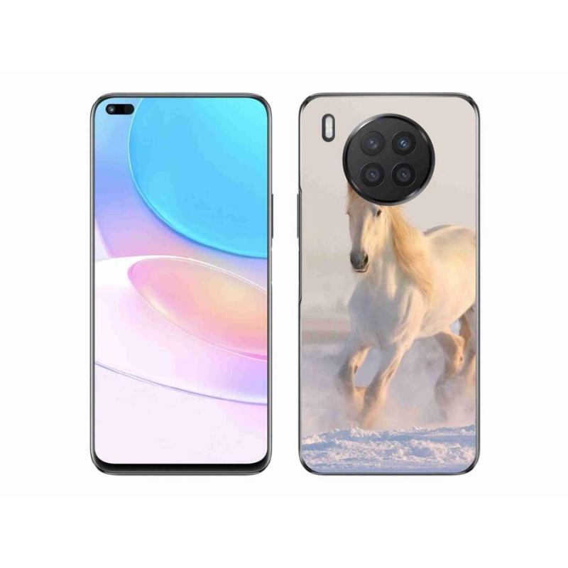 Gelový obal mmCase na mobil Huawei Nova 8i - kůň ve sněhu