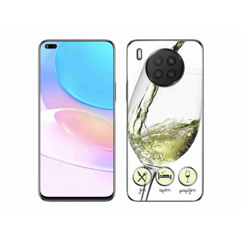 Gelový obal mmCase na mobil Huawei Nova 8i - sklenička vína bílé