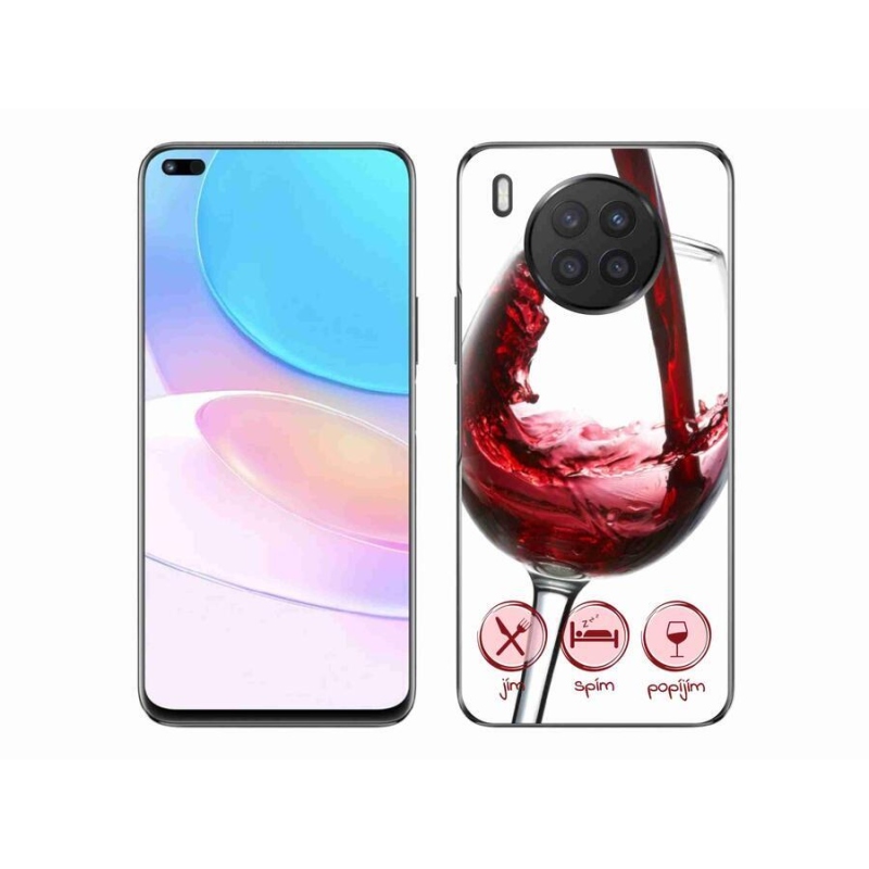Gelový obal mmCase na mobil Huawei Nova 8i - sklenička vína červené