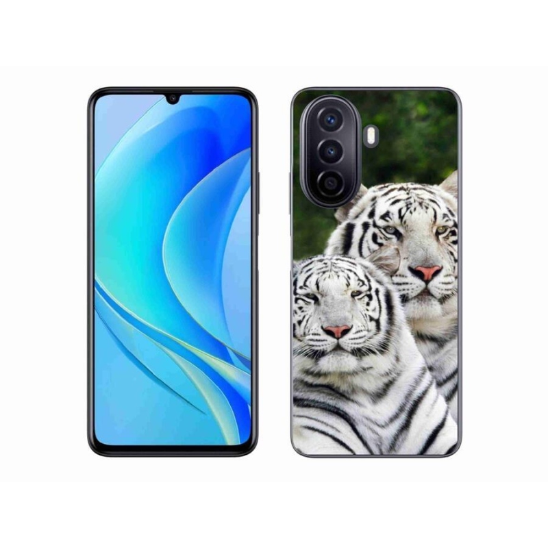 Gelový obal mmCase na mobil Huawei Nova Y70 - bílí tygři