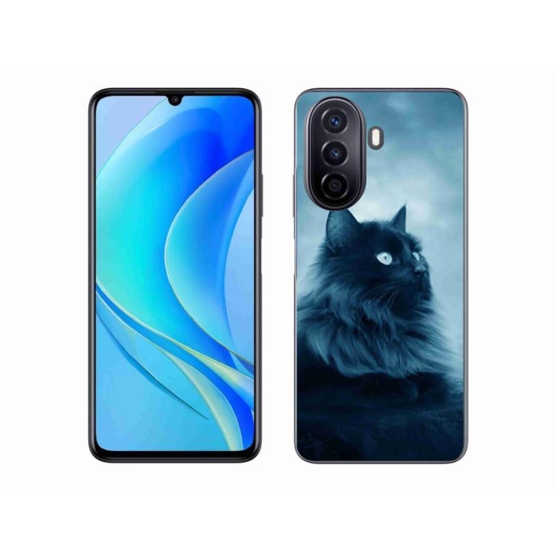 Gelový obal mmCase na mobil Huawei Nova Y70 - černá kočka 1