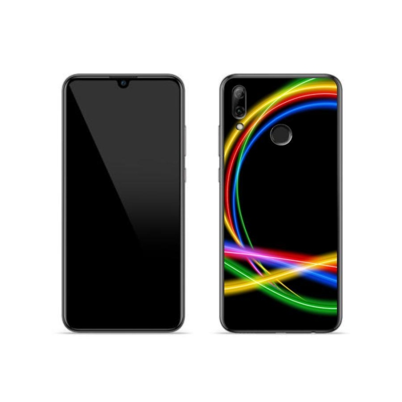 Gelový obal mmCase na mobil Huawei P Smart (2019) - neonové kruhy