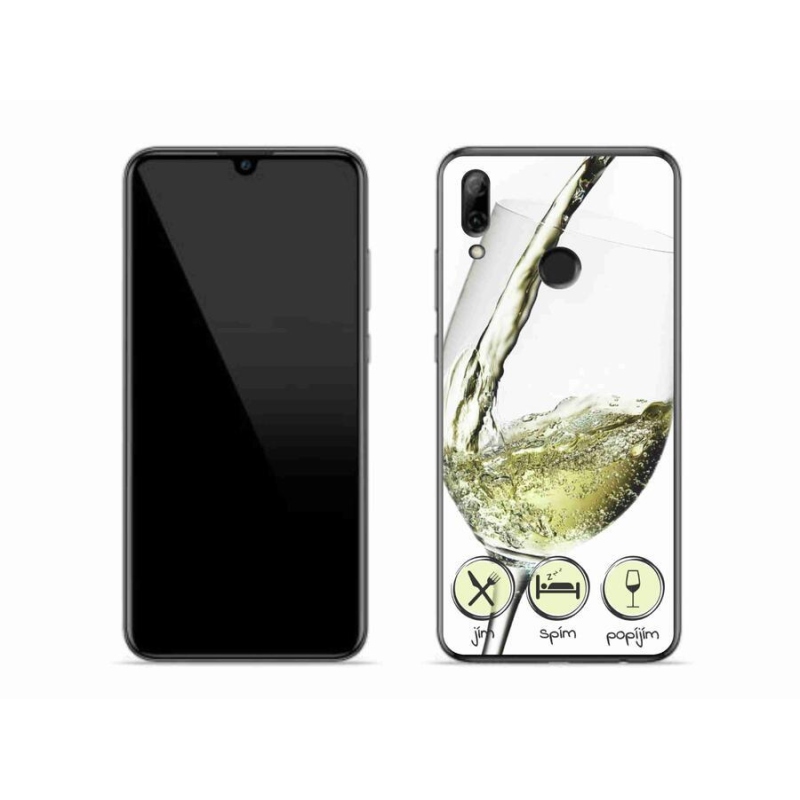 Gelový obal mmCase na mobil Huawei P Smart (2019) - sklenička vína bílé
