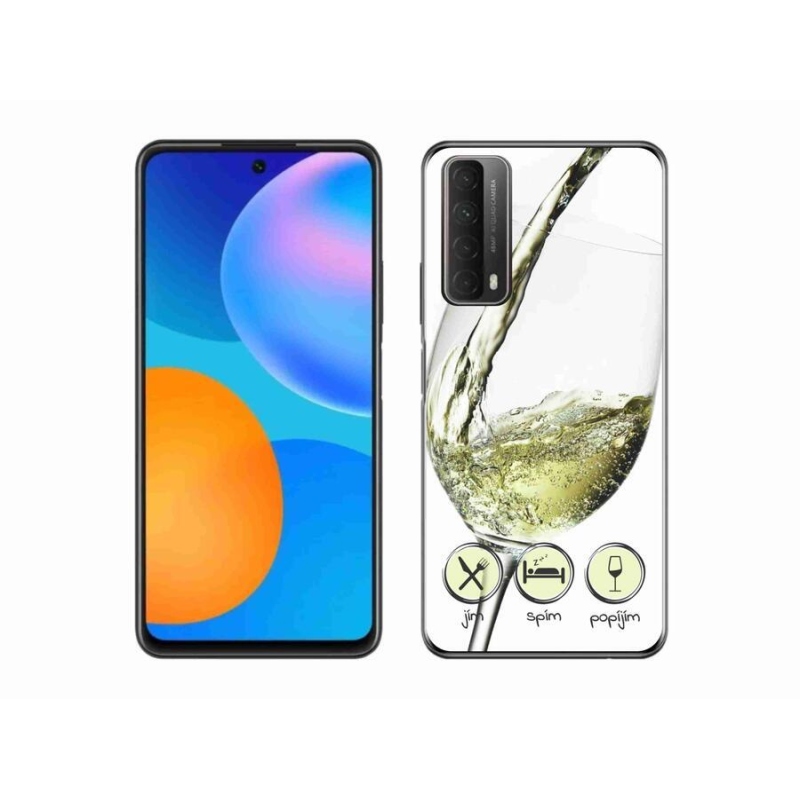 Gelový obal mmCase na mobil Huawei P Smart (2021) - sklenička vína bílé
