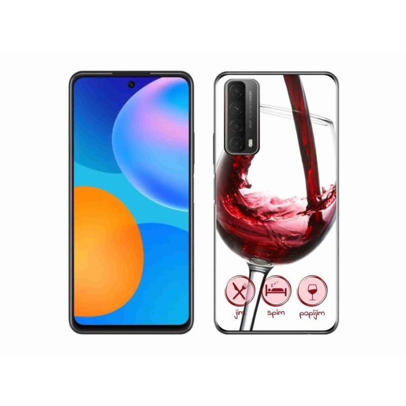 Gelový obal mmCase na mobil Huawei P Smart (2021) - sklenička vína červené