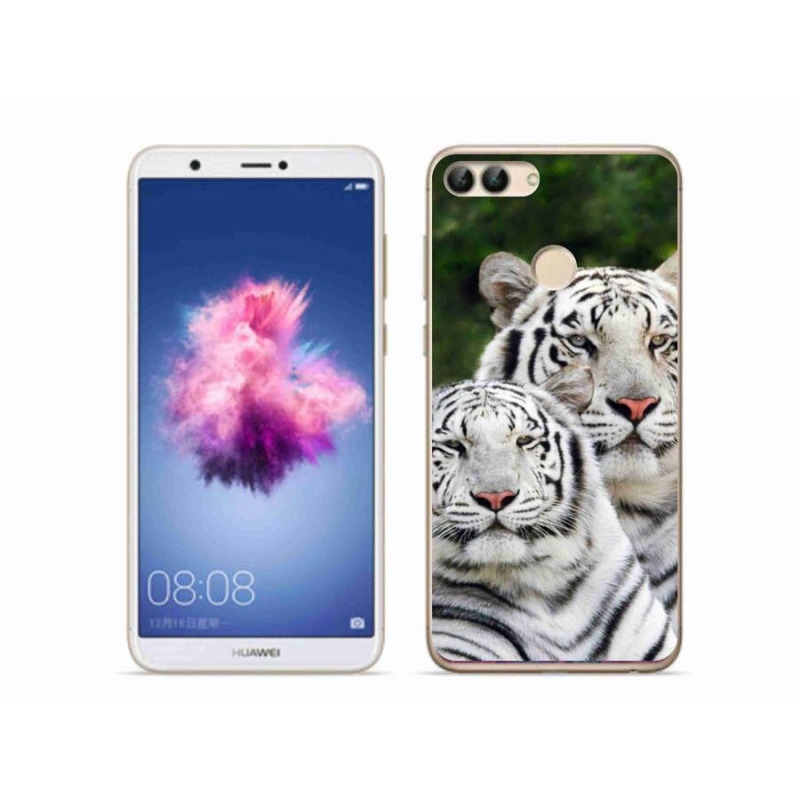 Gelový obal mmCase na mobil Huawei P Smart - bílí tygři