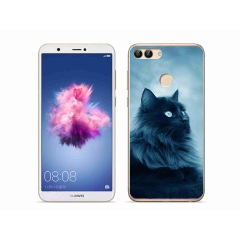 Gelový obal mmCase na mobil Huawei P Smart - černá kočka 1