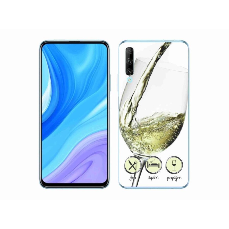 Gelový obal mmCase na mobil Huawei P Smart Pro (2019) - sklenička vína bílé