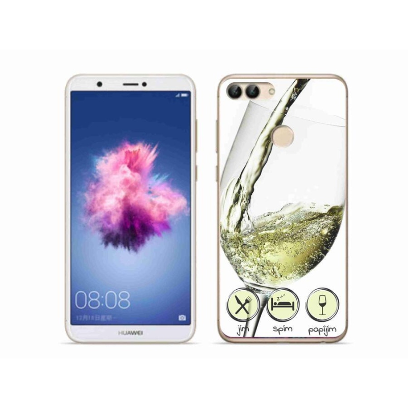 Gelový obal mmCase na mobil Huawei P Smart - sklenička vína bílé