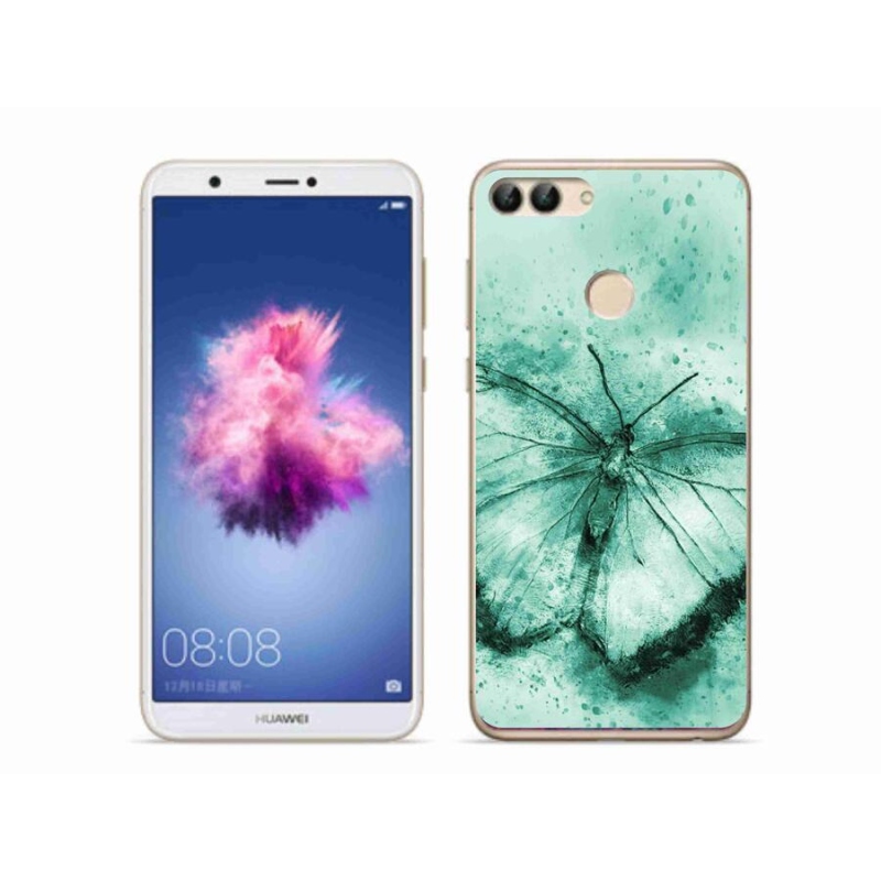 Gelový obal mmCase na mobil Huawei P Smart - zelený motýl
