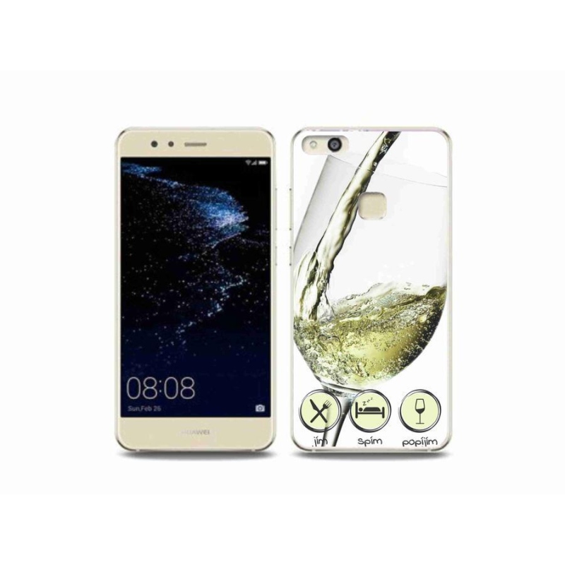 Gelový obal mmCase na mobil Huawei P10 Lite - sklenička vína bílé