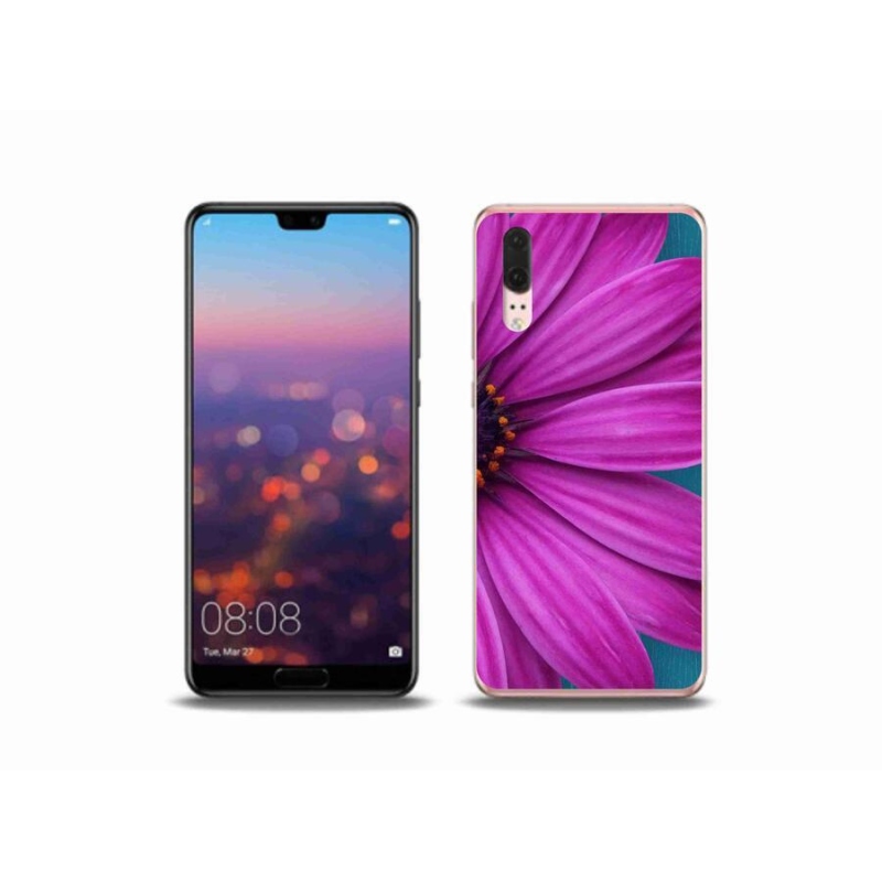 Gelový obal mmCase na mobil Huawei P20 - fialová kopretina