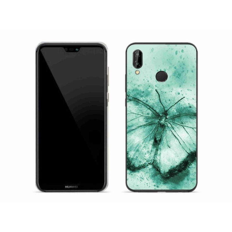 Gelový obal mmCase na mobil Huawei P20 Lite - zelený motýl