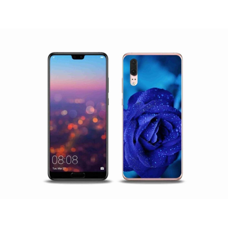Gelový obal mmCase na mobil Huawei P20 - modrá růže