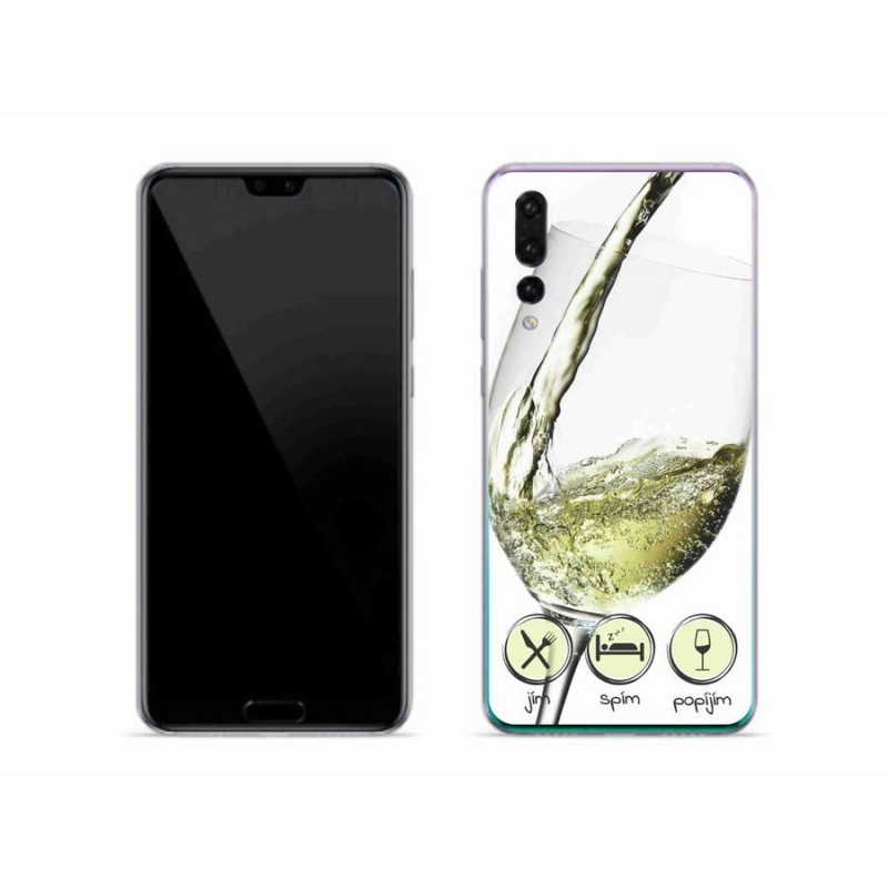 Gelový obal mmCase na mobil Huawei P20 Pro - sklenička vína bílé