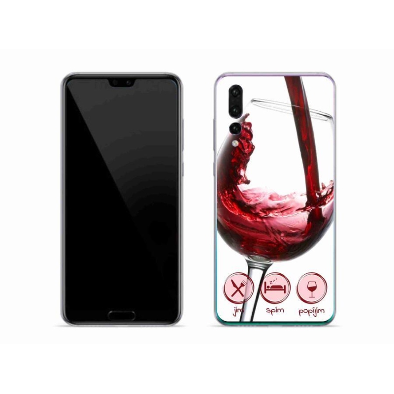 Gelový obal mmCase na mobil Huawei P20 Pro - sklenička vína červené