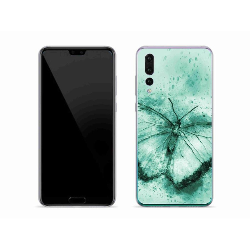 Gelový obal mmCase na mobil Huawei P20 Pro - zelený motýl