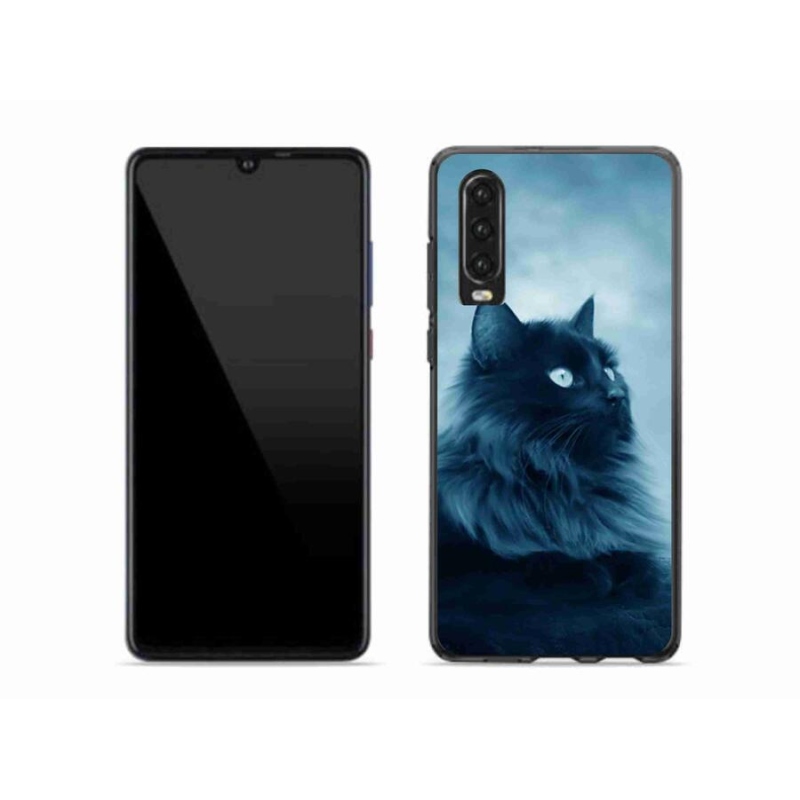 Gelový obal mmCase na mobil Huawei P30 - černá kočka 1