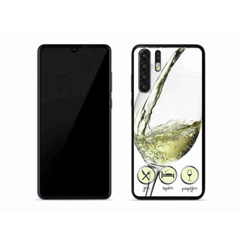 Gelový obal mmCase na mobil Huawei P30 Pro - sklenička vína bílé