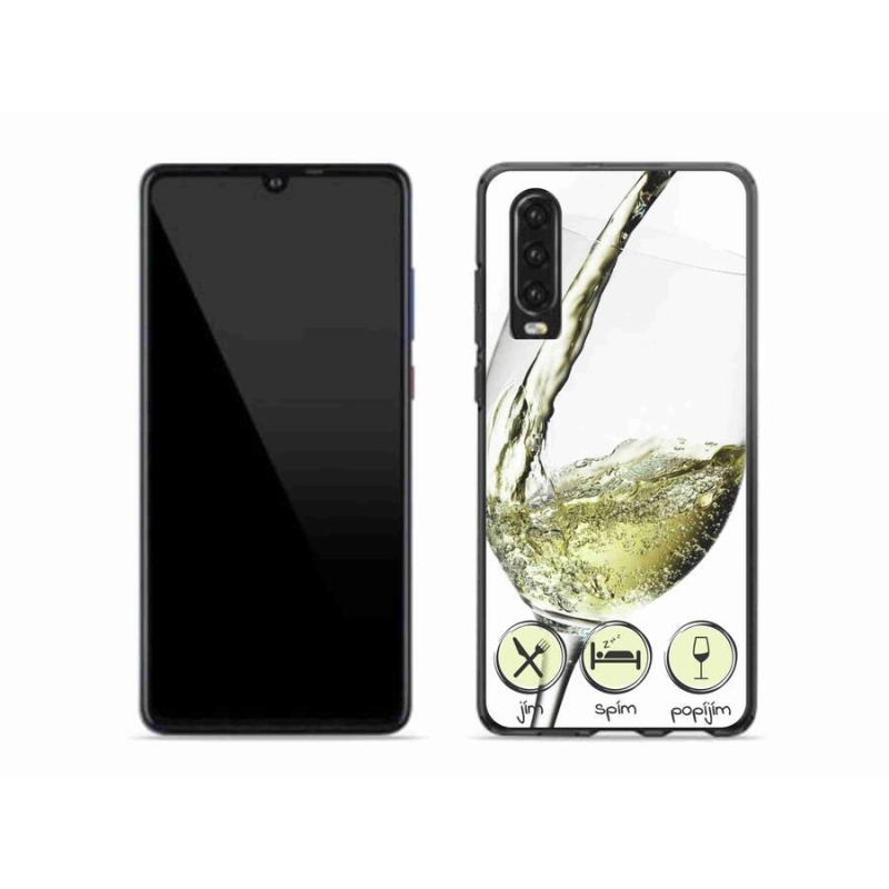 Gelový obal mmCase na mobil Huawei P30 - sklenička vína bílé
