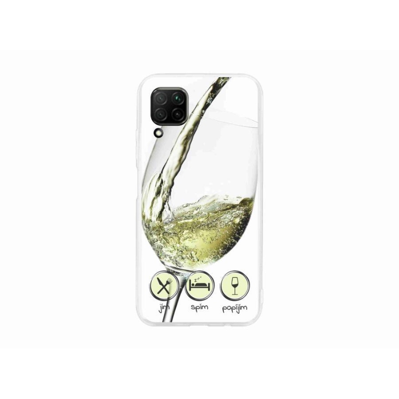 Gelový obal mmCase na mobil Huawei P40 Lite - sklenička vína bílé